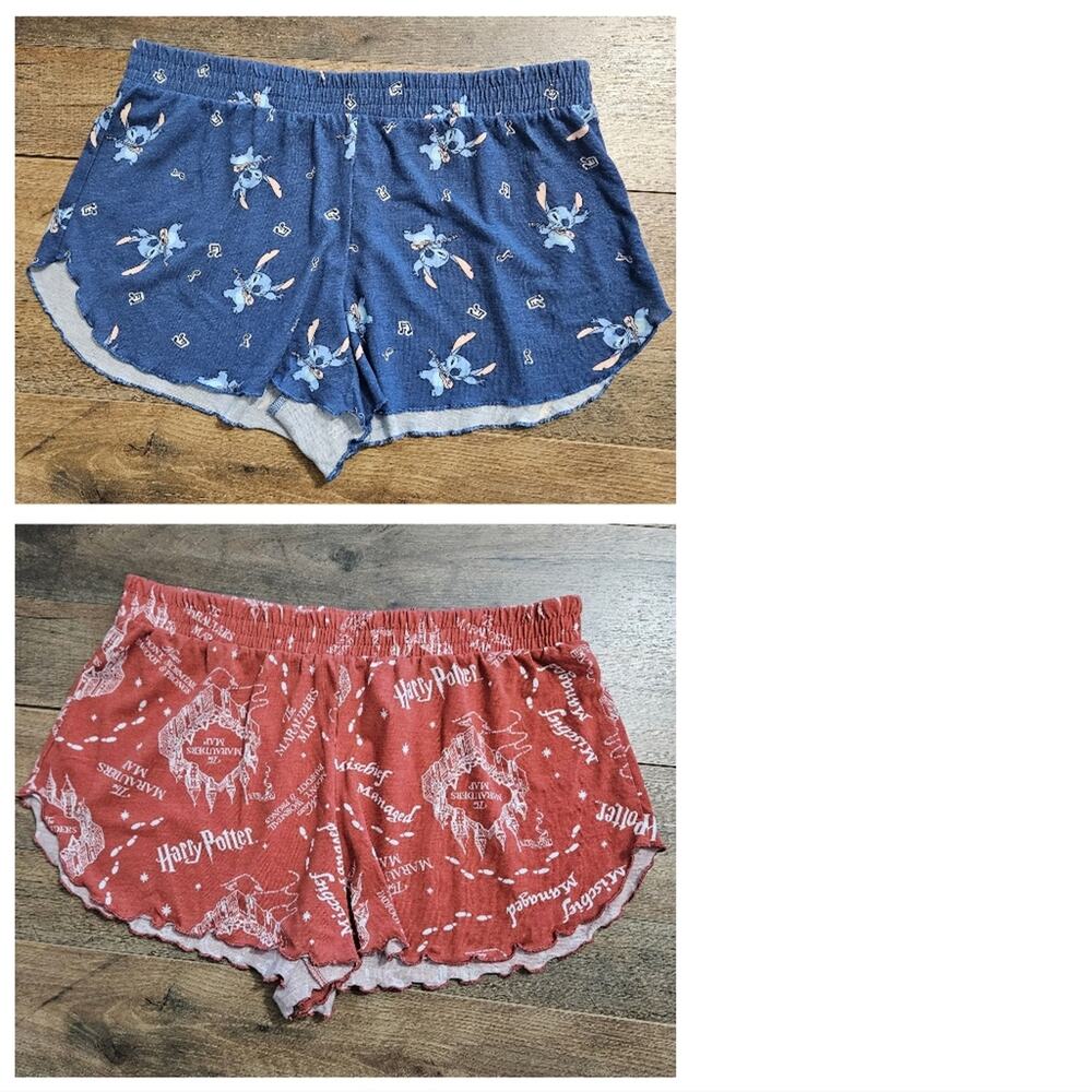 Disney Bundle Harry Potter and Stitch‎ Sleepwear Pajama Shorts Medium